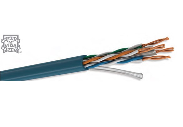 Cable UTP CAT6 para interior - 4 pares, 23 AWG, bobina de 305 mts, 100 cobre, color azul Cable UTP CAT6 para interior - 4 pares, 23 AWG, bobina de 305 mts, 100 cobre, color azul